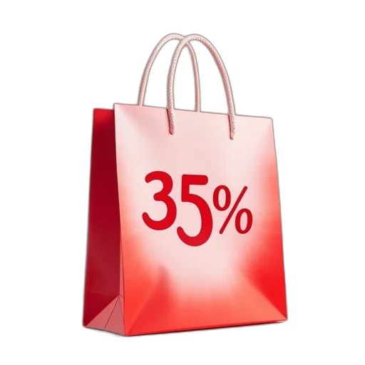 red, white, shopping, bag transparent PNG cut-out