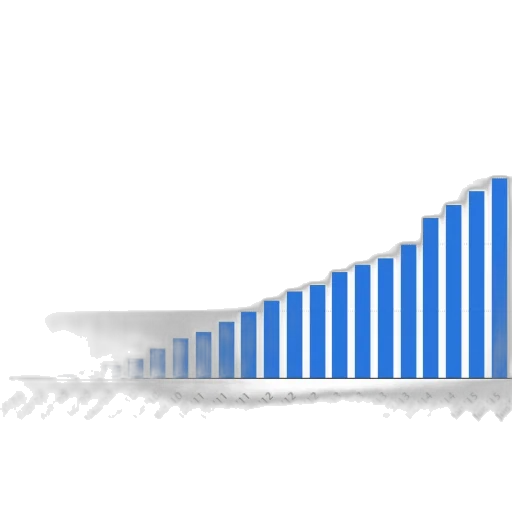 3d render, bar, chart, showing transparent PNG cut-out