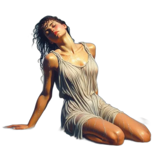 dress, jewelry, photorealistic, oil painting transparent PNG cut-out