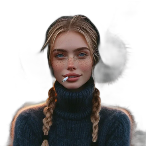 face, jacket, hair, creature transparent PNG cut-out