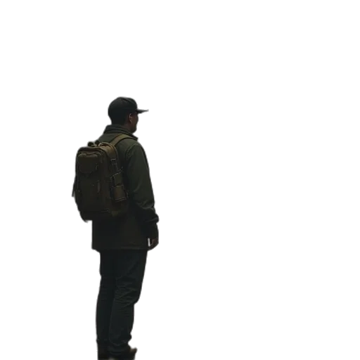 jacket, staff, hat, robot transparent PNG cut-out
