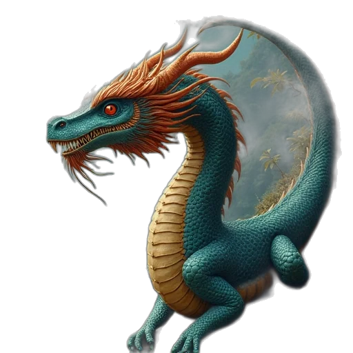 dragon, creature, staff, animal transparent PNG cut-out