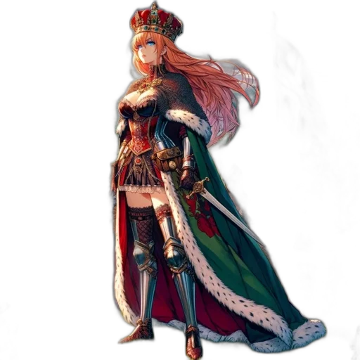 crown, staff, dress, sword transparent PNG cut-out