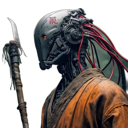 robot, mask, creature, weapon transparent PNG cut-out