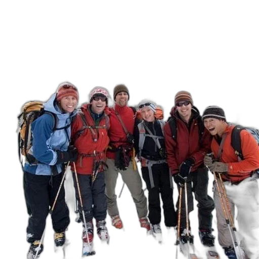staff, snow, group, skiers transparent PNG cut-out