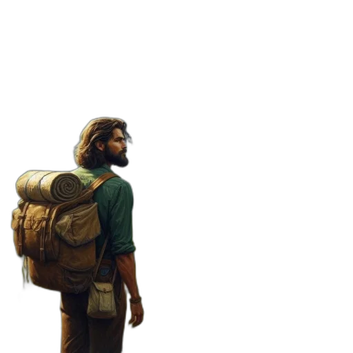 jacket, face, staff, weapon transparent PNG cut-out