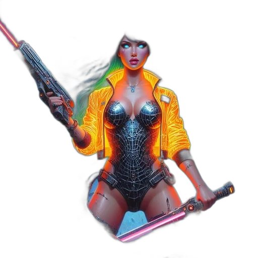 weapon, jacket, concept art, cyberpunk transparent PNG cut-out