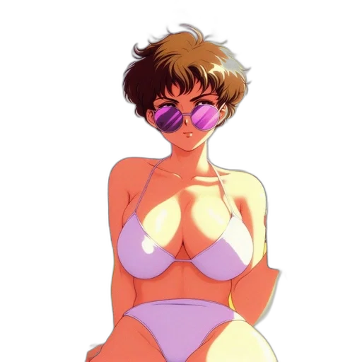 vaporwave, anime, concept art, cartoon transparent PNG cut-out