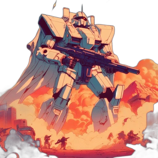 robot, weapon, concept art, pixel art transparent PNG cut-out