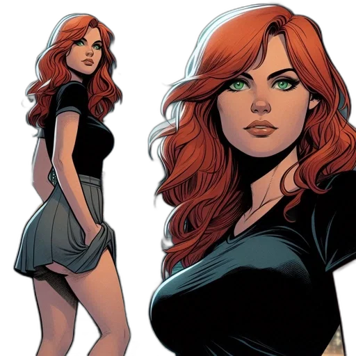comic book art, concept art, cartoon, female transparent PNG cut-out
