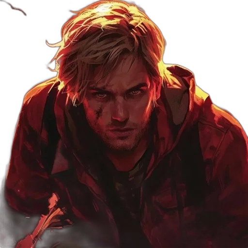 jacket, face, comic book art, concept art transparent PNG cut-out