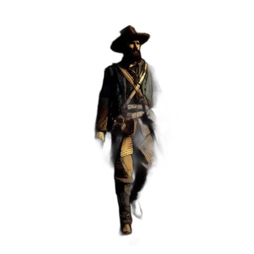 hat, jacket, staff, weapon transparent PNG cut-out