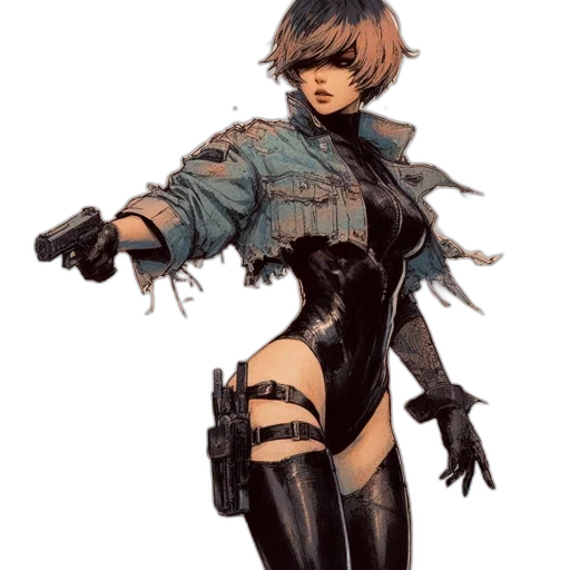 weapon, jacket, staff, robot transparent PNG cut-out