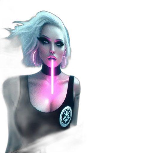 robot, staff, face, cyberpunk transparent PNG cut-out