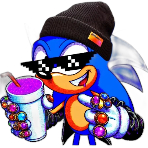 hat, 3d render, vaporwave, pixel art transparent PNG cut-out