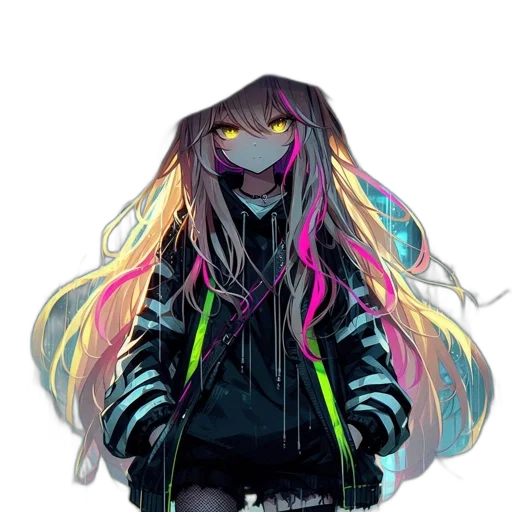 jacket, hair, mask, staff transparent PNG cut-out