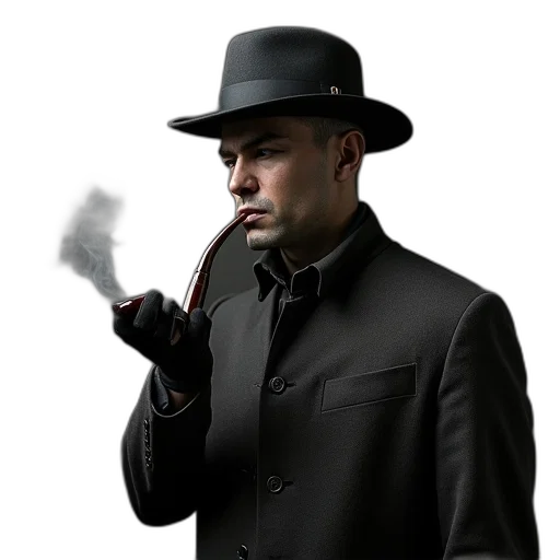staff, hat, jacket, weapon transparent PNG cut-out