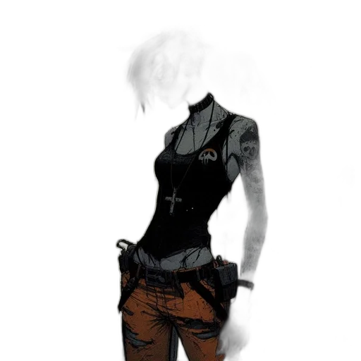 jacket, weapon, staff, mask transparent PNG cut-out
