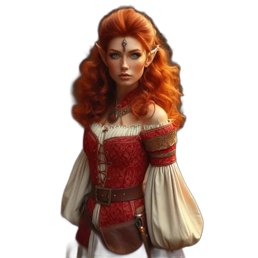 dress, staff, crown, fantasy art transparent PNG cut-out