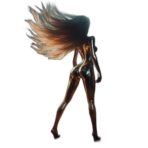 hair, dress, creature, staff transparent PNG cut-out