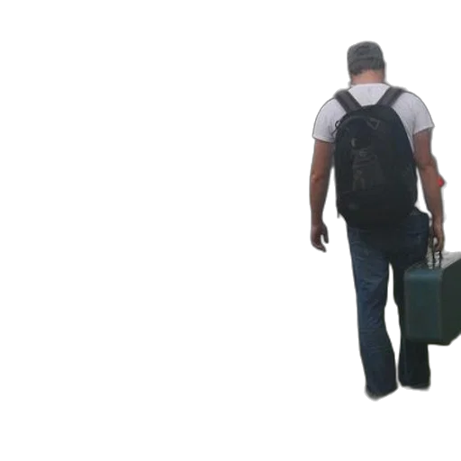 staff, 3d render, man, backpack transparent PNG cut-out