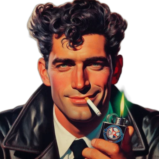 jacket, weapon, face, staff transparent PNG cut-out