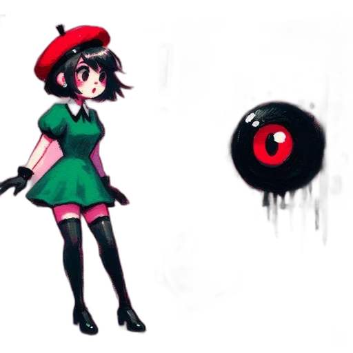 dress, staff, weapon, hat transparent PNG cut-out