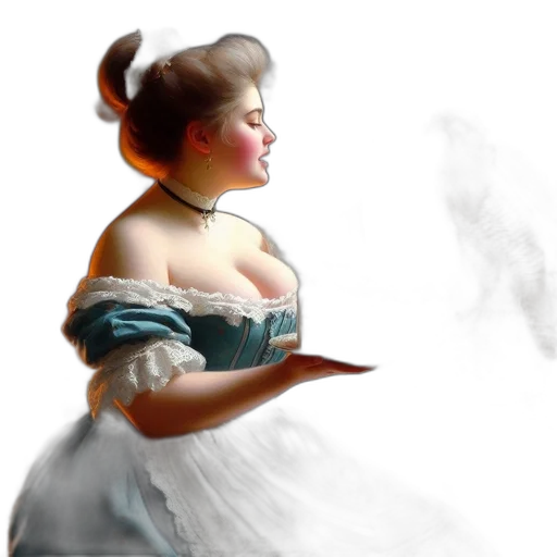 dress, staff, face, oil painting transparent PNG cut-out