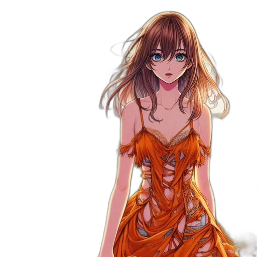 dress, flower, anime, fantasy art transparent PNG cut-out