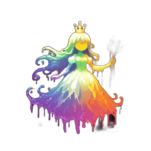 crown, dress, hair, staff transparent PNG cut-out
