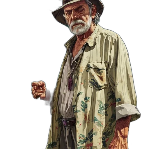 jacket, hat, staff, face transparent PNG cut-out