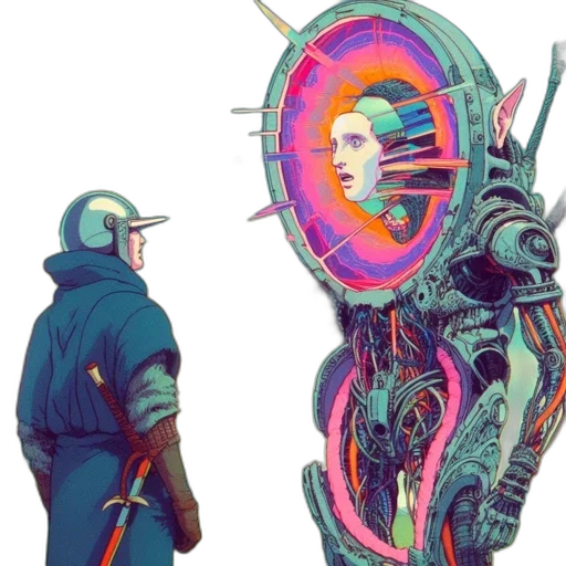 robot, jacket, sword, weapon transparent PNG cut-out
