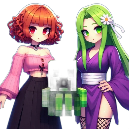 dress, robot, pixel art, anime transparent PNG cut-out