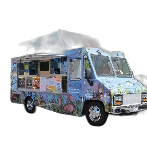 food, truck, blue, exterior transparent PNG cut-out
