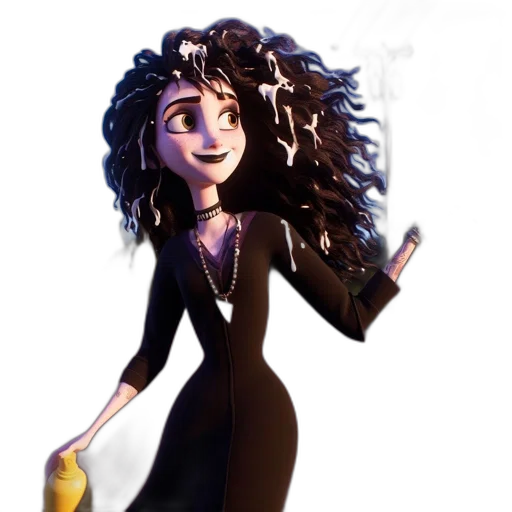 dress, hair, staff, concept art transparent PNG cut-out