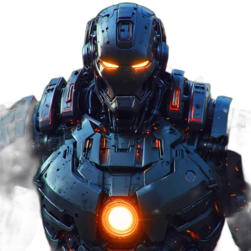 robot, concept art, 3d render, comic book art transparent PNG cut-out
