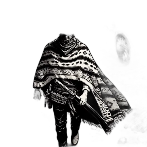 jacket, umbrella, mask, staff transparent PNG cut-out
