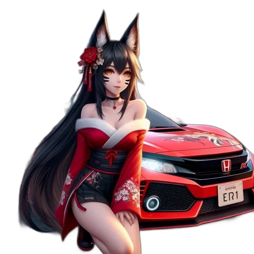 car, dress, anime, fantasy art transparent PNG cut-out