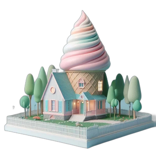 hat, building, food, 3d render transparent PNG cut-out