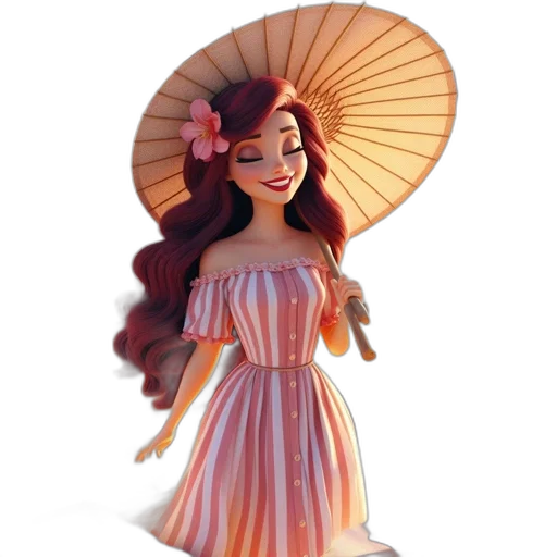 dress, umbrella, 3d render, concept art transparent PNG cut-out