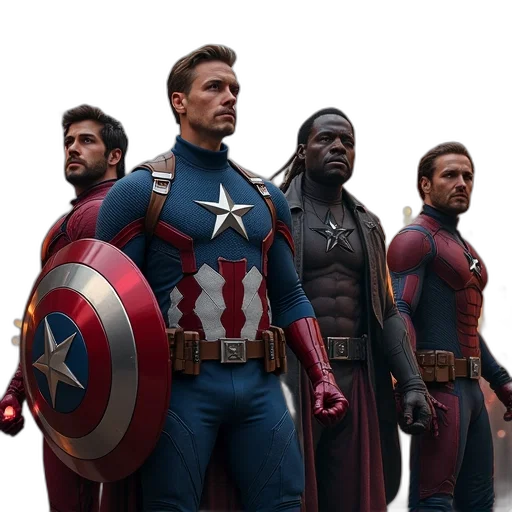 concept art, comic book art, 3d render, avengers transparent PNG cut-out