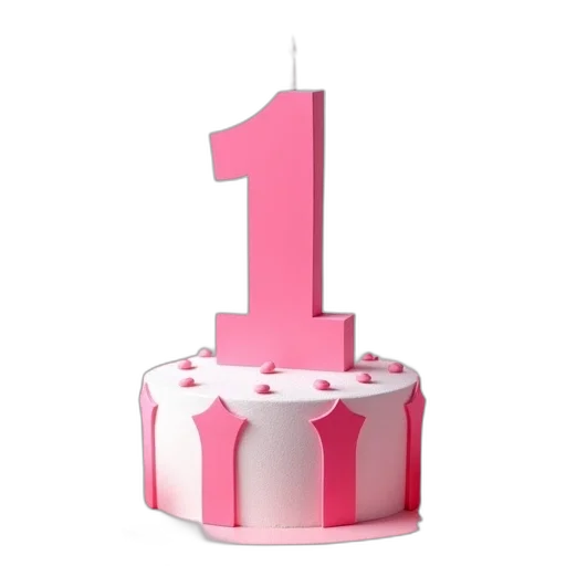 3d render, pink, first, birthday transparent PNG cut-out