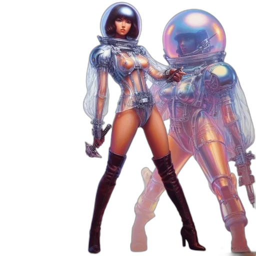 robot, concept art, 3d render, cyberpunk transparent PNG cut-out