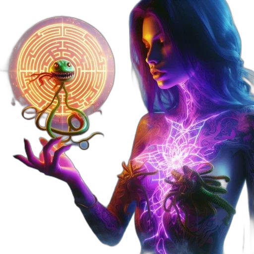 jewelry, concept art, fantasy art, neon lights transparent PNG cut-out
