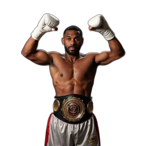 boxer, holds, his, belt transparent PNG cut-out