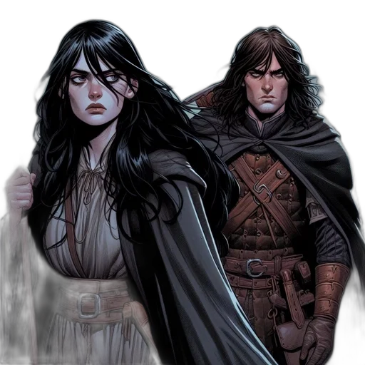 comic book art, concept art, fantasy art, two transparent PNG cut-out
