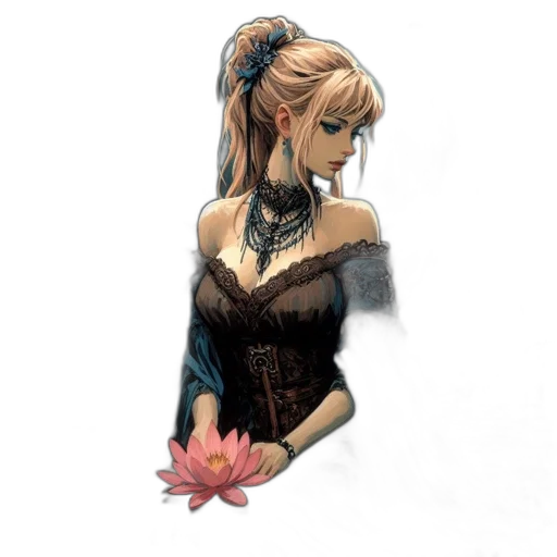 dress, flower, staff, jewelry transparent PNG cut-out