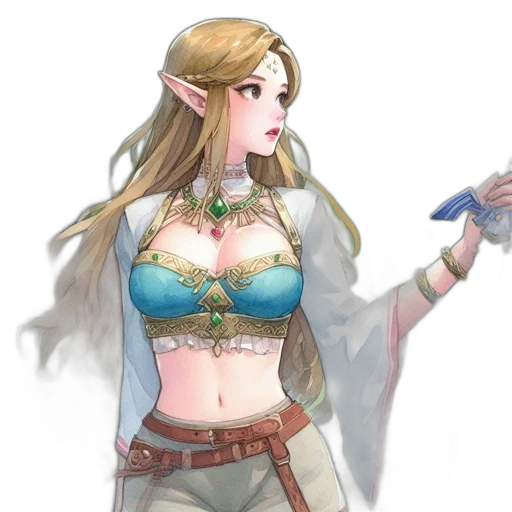 sword, dress, staff, fantasy art transparent PNG cut-out