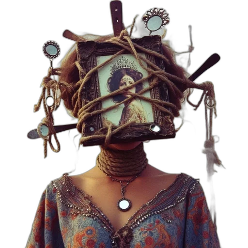 mask, dress, hat, jewelry transparent PNG cut-out