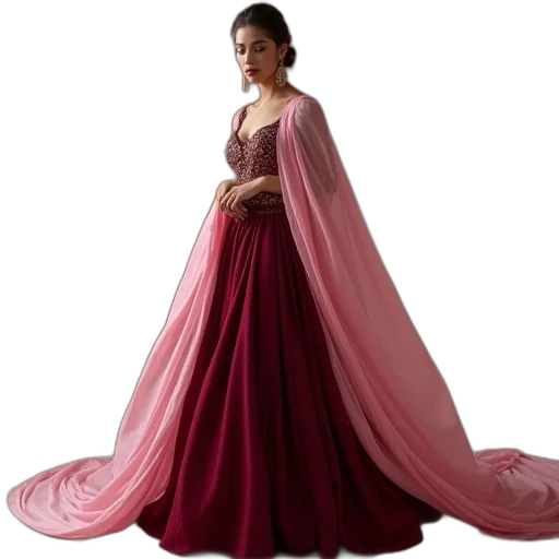 dress, model, maroon, gown transparent PNG cut-out